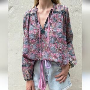 Blue Boheme Emma Printed Blouse Cotton One Size